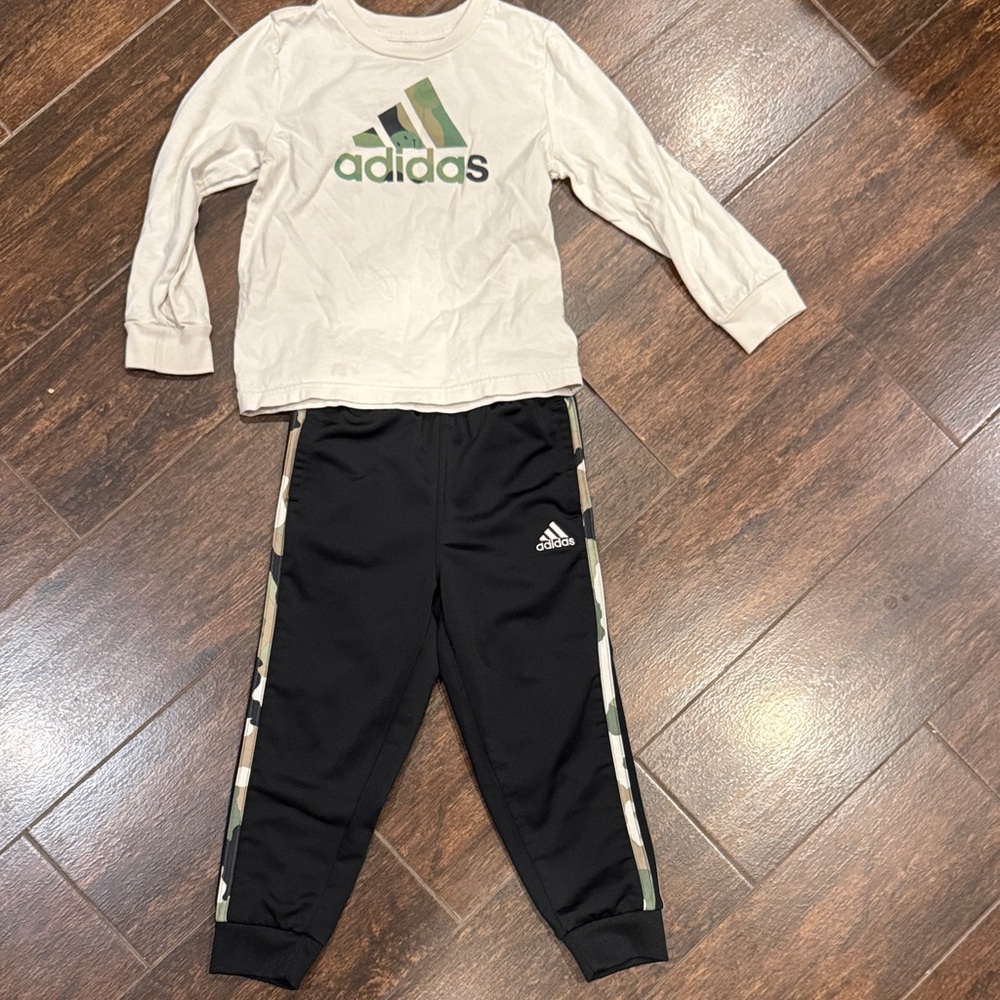 Adidas toddler shirt and track pants set
